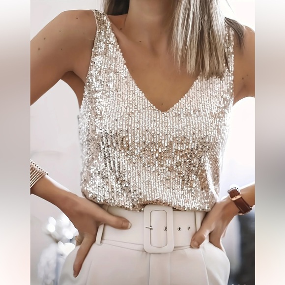 Gold/Champagne Sequin Tank - Picture 1 of 7